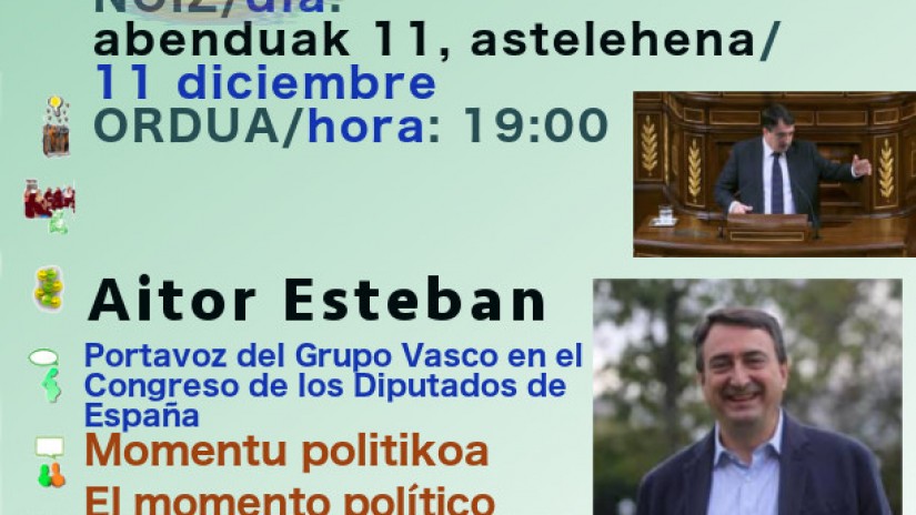 Aitor Estebanek hitzaldia eskaini du Mungiako Torrebillelan